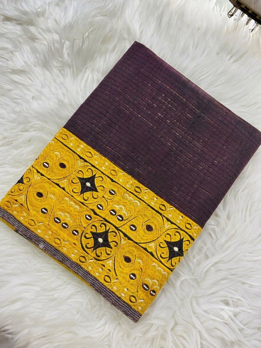 Deep maroon brown Phige Sabi Zari phanek gold Khoi Charong medallion border – Kangleipak Online Shopping