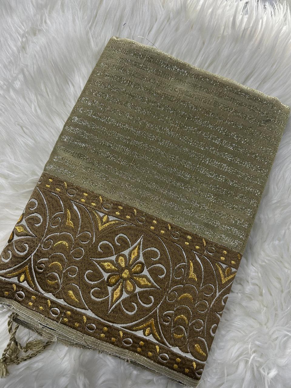 Light brown Phige Sabi Zari phanek Khoi Charong medallion border – Kangleipak Online Shopping