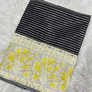 Dark brown medium zari Ahkhet Asung Muga phanek cream Takhellei contrast floral border – Kangleipak Online Shopping