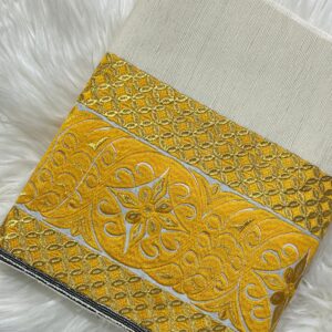 Ivory gold Khoi Charong Pandon phanek medallion embroidered border – Kangleipak Online Shopping