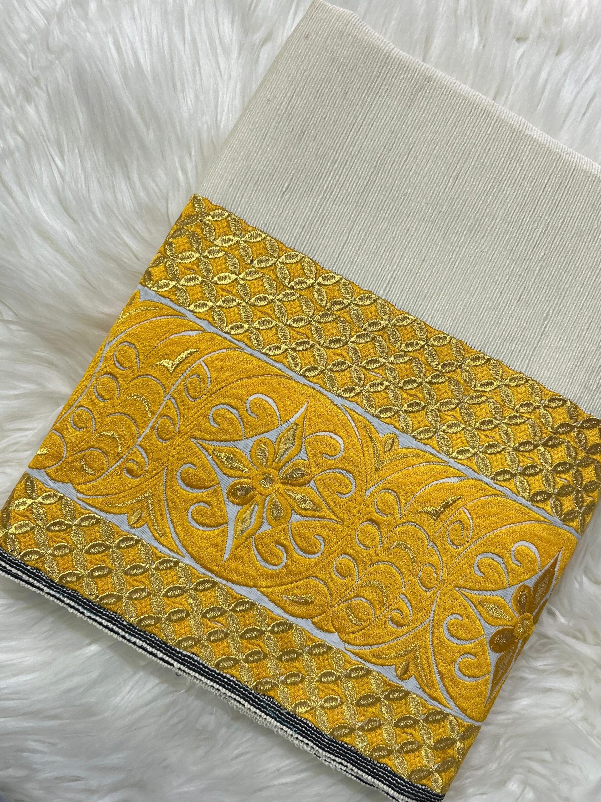 Ivory gold Khoi Charong Pandon phanek medallion embroidered border – Kangleipak Online Shopping