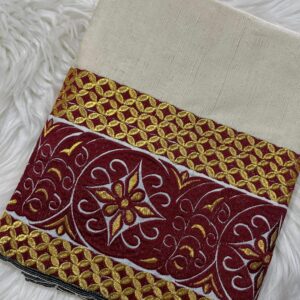Ivory maroon gold Khoi Charong Pandon phanek medallion embroidered border – Kangleipak Online Shopping