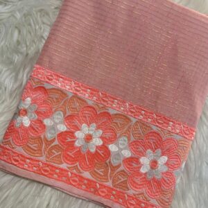 Peach Ahkhet Asung phanek coral Dahlia floral embroidered border – Kangleipak Online Shopping