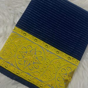 Deep blue Ahkhet Asung phanek yellow gold Khoi Maharani medallion border – Kangleipak Online Shopping