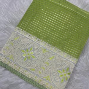 Grass green Ahkhet phanek cream gold medallion medium kinar border – Kangleipak Online Shopping