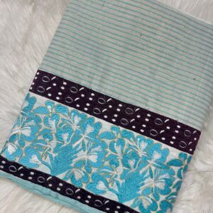 Jalembu Teal Ahkhet Asung Muga Phanek with Takhellei Floral Border – Manipuri Handloom