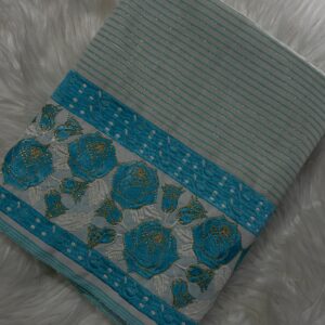 Ivory Jalembu teal Ahkhet Asung Muga phanek rose embroidered border – Kangleipak Online Shopping