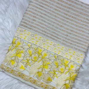 Off-white Phige Sabi Zari phanek gold Takhellei floral embroidered border – Kangleipak Online Shopping