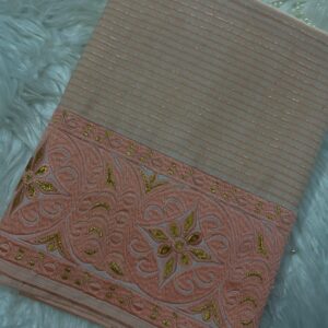 Peach Ahkhet Asung Muga phanek gold medallion embroidered border – Kangleipak Online Shopping