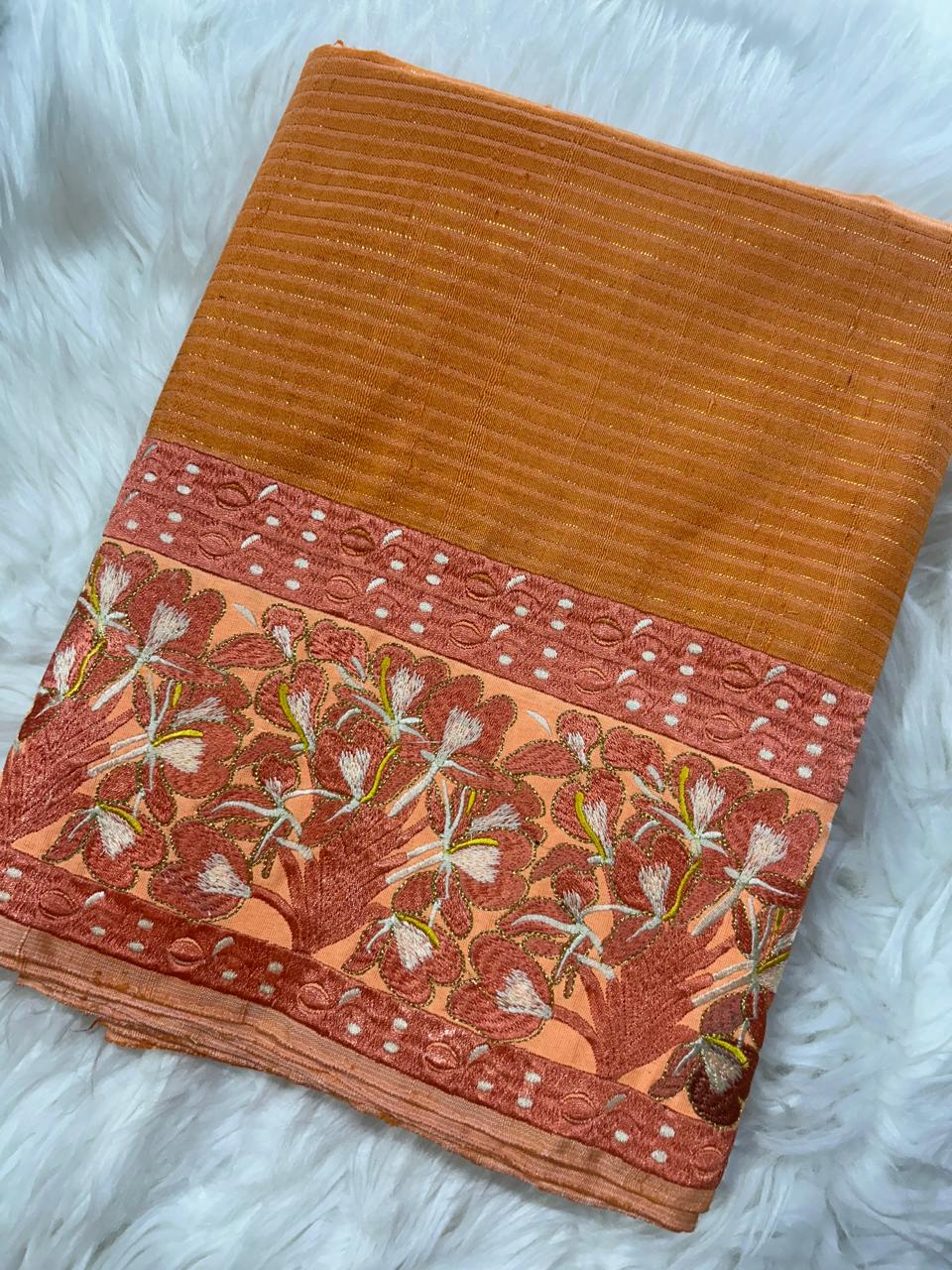 Peach Ahkhet Asung Muga phanek coral Takhellei floral border – Kangleipak Online Shopping
